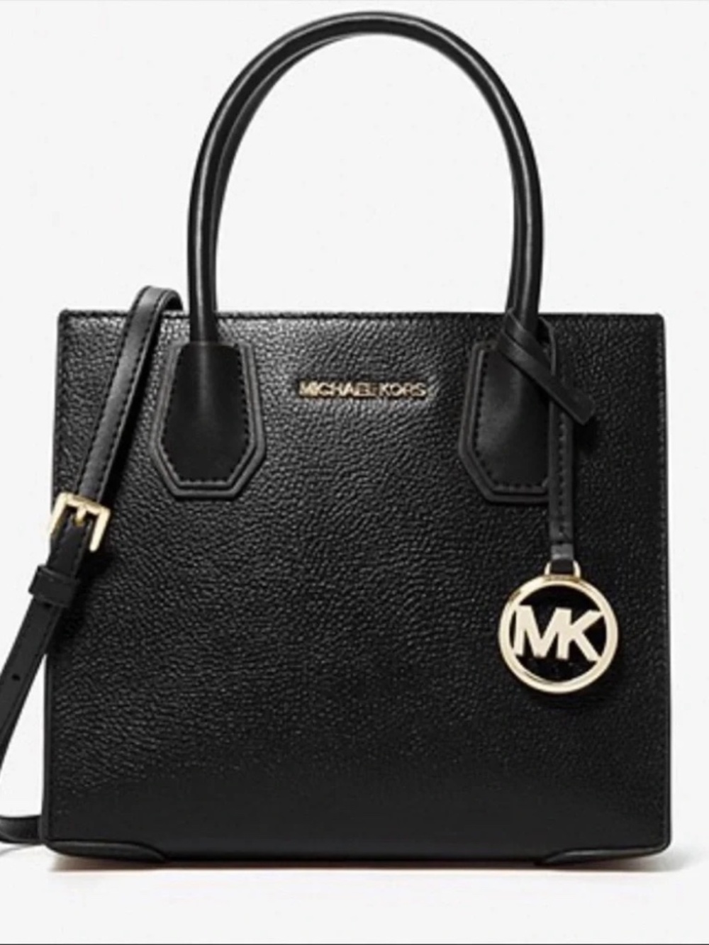 NWOT Michael Kors Black Mercer Medium Pebbled Leather Crossbody Bag